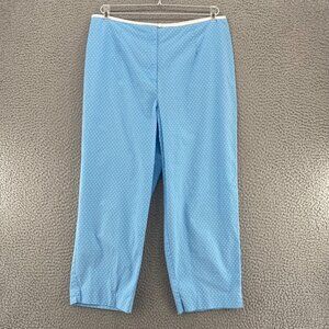 Talbots Pants Womens 14 Blue Polka Dot Stretch Cropped Capri Tapered Everyday